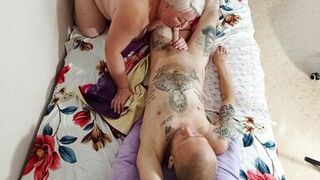 the morning for the stepson began with a blowjob and sex with his mother-in-law