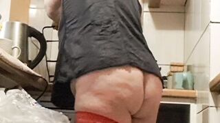Wife in kitchen teasing husband to have sex while he watches - 3 image