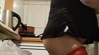 Wife in kitchen teasing husband to have sex while he watches - 7 image