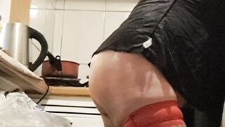 Wife in kitchen teasing husband to have sex while he watches - 8 image