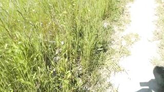 Milf sexy woman sunbathing naked on river bank. Naked in public. Wild beach Nudist. Ass. Pussy. Blonde. Doggystyle. Outside. POV - 14 image