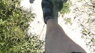 Milf sexy woman sunbathing naked on river bank. Naked in public. Wild beach Nudist. Ass. Pussy. Blonde. Doggystyle. Outside. POV - 2 image