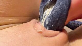 Very dirty creamy smelly panties close up! Girl rubs clit through panty