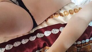 The husband was so into his wife's pussy that he didn't have time to take his cock out and filled her pussy with cum - 7 image