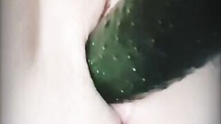 My wife fucks herself with a cucumber.