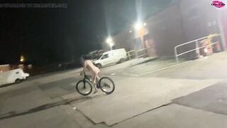 Behind the scenes footage of 'Street gal steals a bike but has to ride it back undressed!'