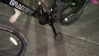 Behind the scenes footage of 'Street gal steals a bike but has to ride it back undressed!'