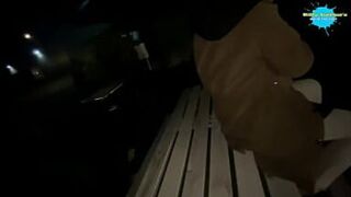 Street hotty abased and copulates a fake cock in the street for a man