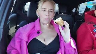Wife plays with Her slit during the time that on a drive - 7 image