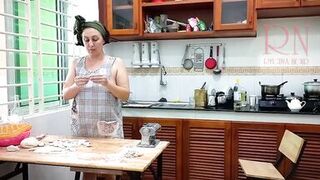 Ravioli Time! Naked Cooking. Regina Noir, a nudist cook at nudist hotel resort. Nude maid. Naked housewife. Scene 1 - 14 image