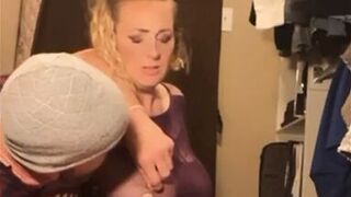 Quick sex with neighbor while husband is out! Cum in mouth finish, spit!