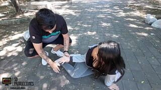 I help my neighbor to give her first aid and I end up fucking her at home