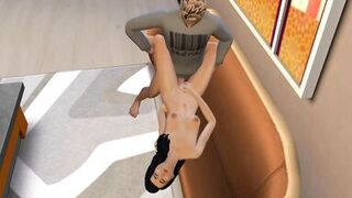 Asian stepmom is challenged by stepson to strip after losing video game match | then they fuck each other, being attracted to each other