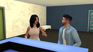 Step mom and StepSon fucks | StepSon goes to visit his father and stepmother, stepson masturbates in his room, stepmother catches him and helps him by having sex with him - 1 image