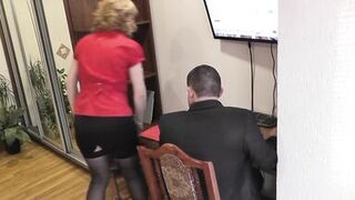 Boss and secretary. In office boss fucks secretary with doggystyle and in front. Office sex. Creampie. Cum in pussy - 3 image