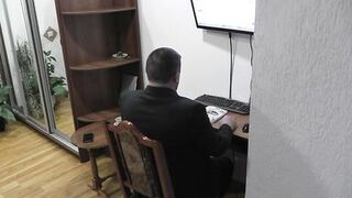 Boss and secretary. In office boss fucks secretary with doggystyle and in front. Office sex. Creampie. Cum in pussy - 4 image