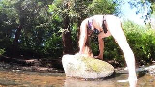 Longpussy on the Creek. Piercings and Posing on a nice Day.