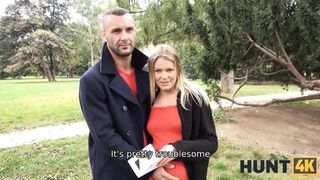 HUNT4K. Pregnant girl in red is tempted with money into pussy-drilling - 3 image