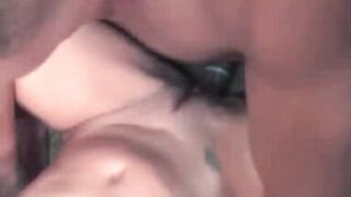 Dark-skinned muscular stallion enjoys licking the pussy of a brunette with big round tits and then fucking her - 15 image