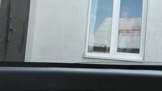 Neighbor taxi driver from window car again looks at neighbor MILF who washes window of apartment naked. Nude in public - 10 image