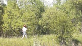 Wild beach. Naked in public. Two fisherman guys saw beautiful MILF on shore of lake, who sunbathes nude, masturbates wet pussy, gets strong orgasm. Masturbation in public. Outdoors. Outside. Nudist beach Naturists - 2 image