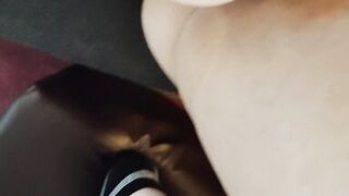 Chubby and horny mature pleases herself with toys, masturbates and leaves with wearable vibrator in pussy for shopping