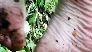 Upskirt view (no panties) - Barefoot MILF teases me with Dirty Soles and Big Ass - 6 image