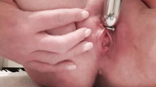 Two Dildos masturbate and Huge Orgasm and Pierced Clit rubbing and Creampie - 11 image