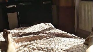 POV female masturbation, horny milf relaxes and gently masturbates her clitoris, the rays of the sun fall on her unshaven pussy and she gets an unreal morning orgasm Nimfa Mannay GinnaGg