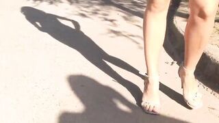 Lovers Outdoor - Naked brunette teen strolls and shows off