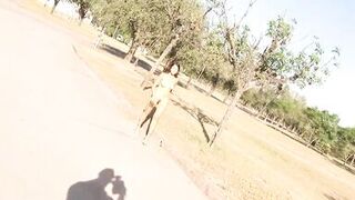 Lovers Outdoor - Naked brunette teen strolls and shows off