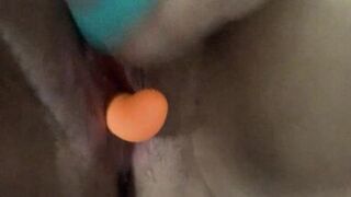 Having some fun at home alone.