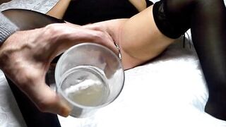 Insemination of the slave with sperm then a great orgasm with an electric toothbrush - 4 image