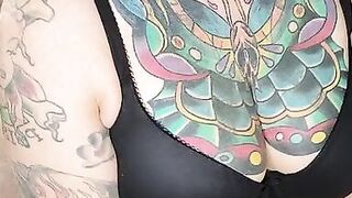 I strip and fuck my pussy hard with my big blue dildo.