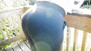 Big booty milf exhibitionist rubs her pussy at a public park - 2 image