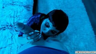 Horny stepmom teasing her stepsons dick and letting him fuck her twat - 1 image