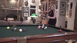 Amateur Wives Mandy and Nikki Masturbating and Licking on the Pool Table