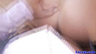 Euro busty schoolgirl eats milfs pussy