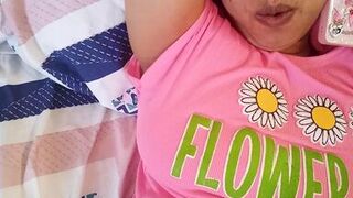 WIFE !! She puts her fingers in her vagina and gets creamy milk while waiting for her cheating husband to fuck her