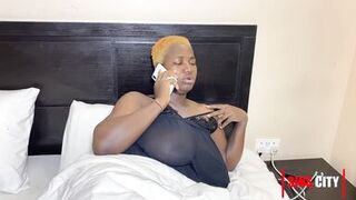 Ebony girl with a huge tits fucked by a black guy with a big cock - 2 image