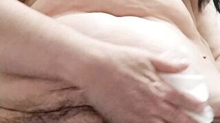 Wife cleaning her hairy pussy - 5 image