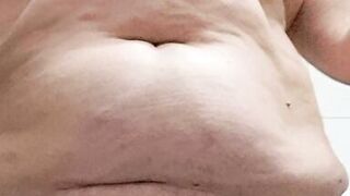 Wife cleaning her hairy pussy