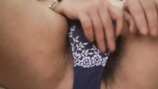 wet and hot vagina is masturbated in panties.