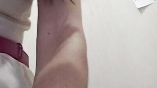 Hairy pussy in department store.