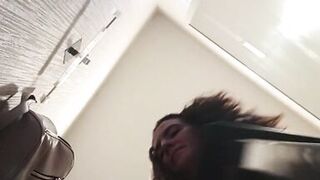 Hairy pussy in department store.