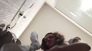 Hairy pussy in department store.