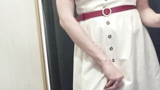 Hairy pussy in department store.