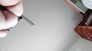 Sexy amateur wife prepares breakfast naked in the kitchen.