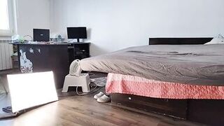 Sexy Latina Having Fun Trying on Clothes and Cutting Them. - 2 image