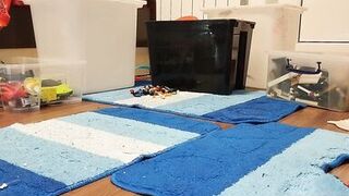 Sexy mom cleans the house naked.